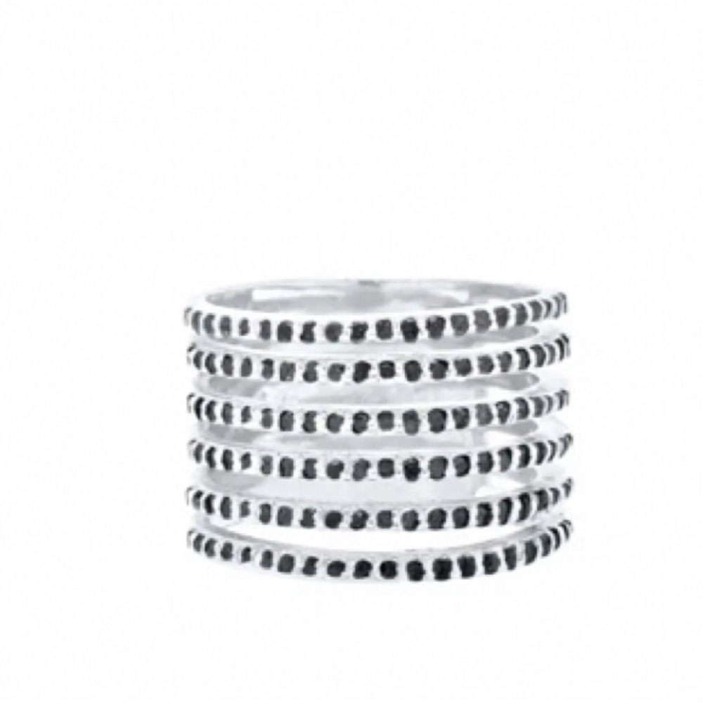 ADORNIA FINE Black Spinel Saturnia Ring Sz 8